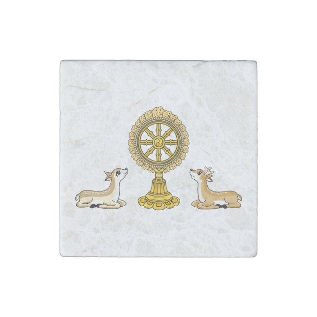 Buddha Dharma Wheel & Deers Stone Magnet (Front)