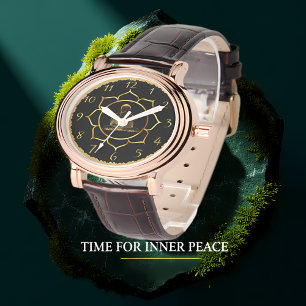 Buddha doing meditation spiritual gold foil watch