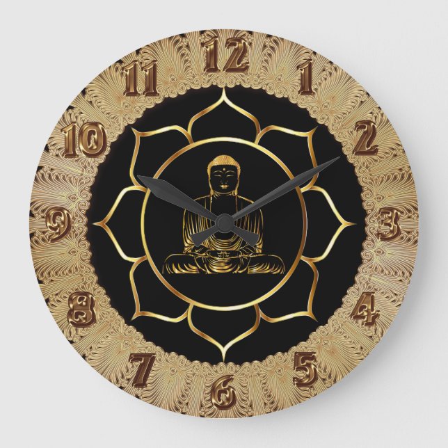 Buddha doing yoga meditation design large clock (Front)