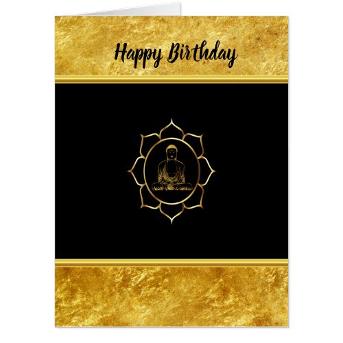 Buddha doing yoga meditation spiritual gold foil card