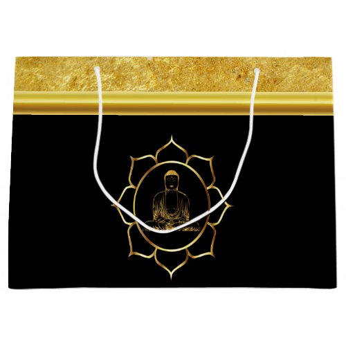 Buddha doing yoga meditation spiritual gold foil large gift bag