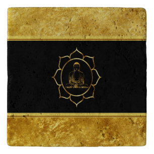 Buddha doing yoga meditation spiritual gold foil trivet