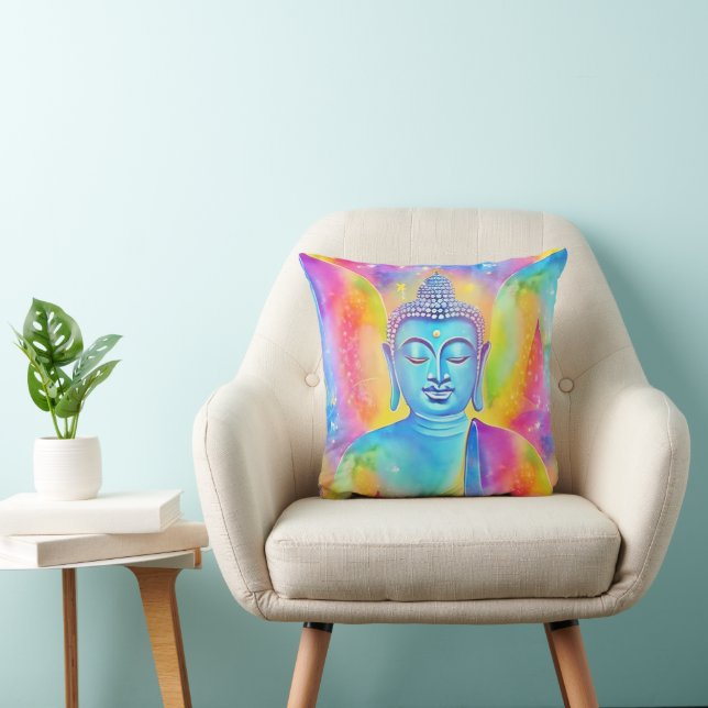 Buddha Energy - Watercolor seamless pattern 1 Throw Pillow (Chair)