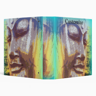 buddha face green 3 ring binder
