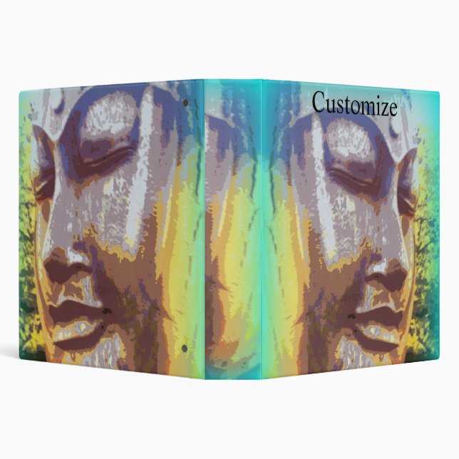buddha face green 3 ring binder (Background)
