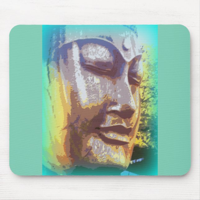 buddha face green mouse pad (Front)