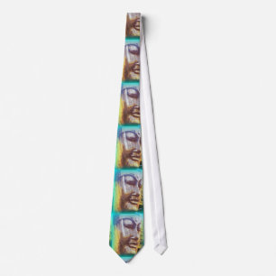 buddha face green neck tie