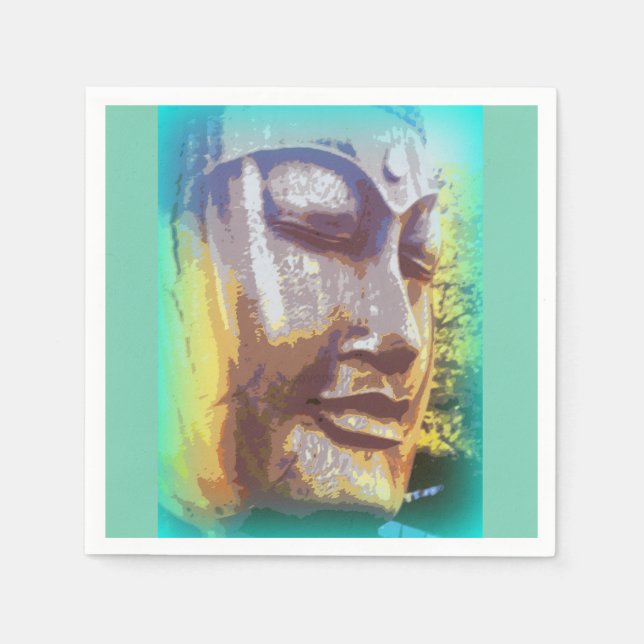 Buddha face green paper napkins (Front)