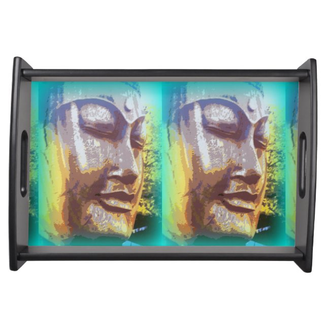 buddha face green serving tray (Front)