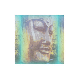 buddha face green stone magnet