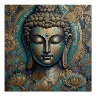 BUDDHA FACE PAINTING #9 POSTER