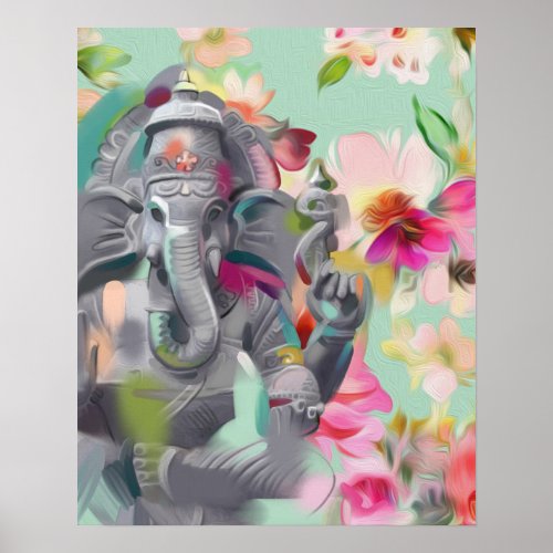 Buddha Ganesha Art print poster