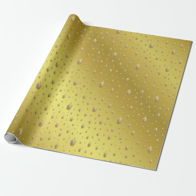 buddha, golden + buddha, asian pattern, shiny, wrapping paper (Unrolled)