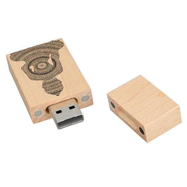 Buddha GraphiZen USB Key Wood USB Flash Drive (Angled)