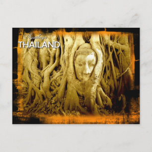 Buddha head entangled in fig roots, Ayutthaya Postcard