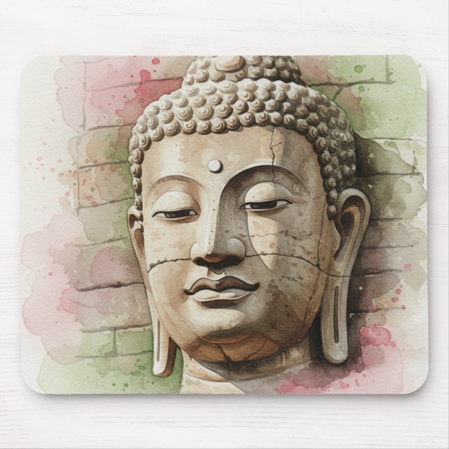 Buddha Head in Stone Mouse Pad (Front)