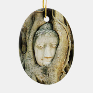 Buddha Head in the Fig Tree .. Ayutthaya, Thailand Ceramic Ornament