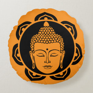 Buddha Head Meditation Round Pillow