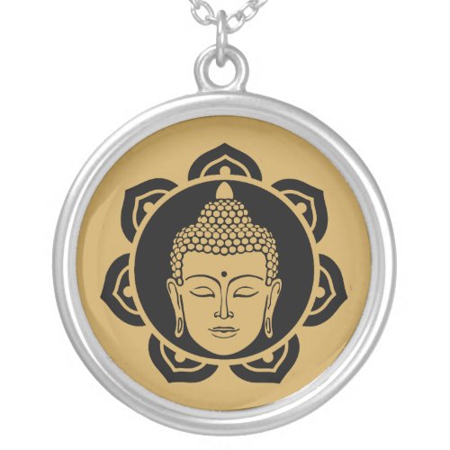 Buddha Head Meditation Silver Plated Necklace