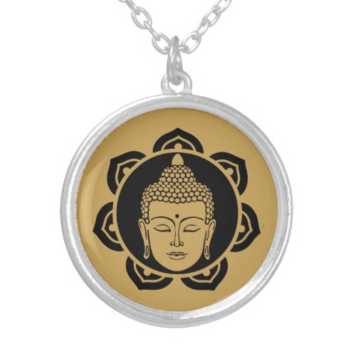 Buddha Head Meditation Silver Plated Necklace