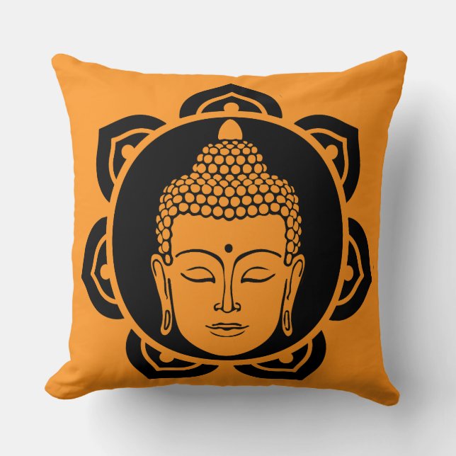 Buddha Head Meditation Throw Pillow (Front)