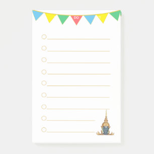 Buddha head & multicolored flags To Do List Lined Post-it Notes