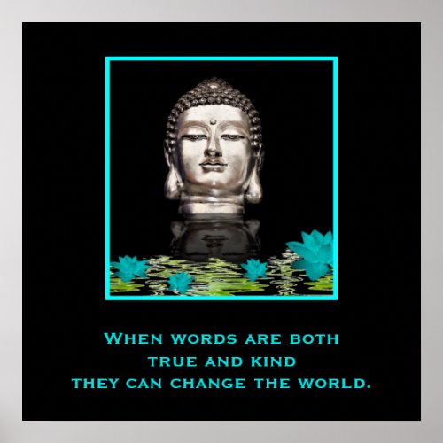 Buddha Head with Inspirational Kindness Quote Poster