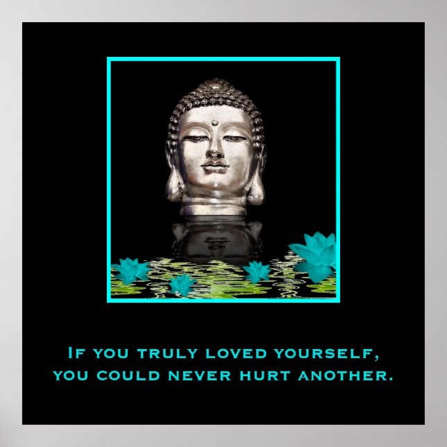 Buddha Head with Inspirational Quote on Love Poster (Front)