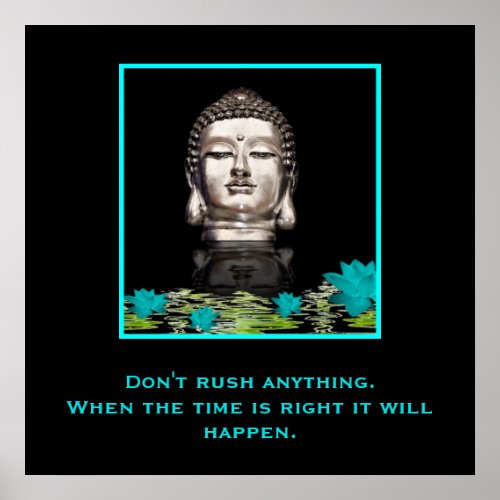 Buddha Head with Inspirational Quote on Patience Poster