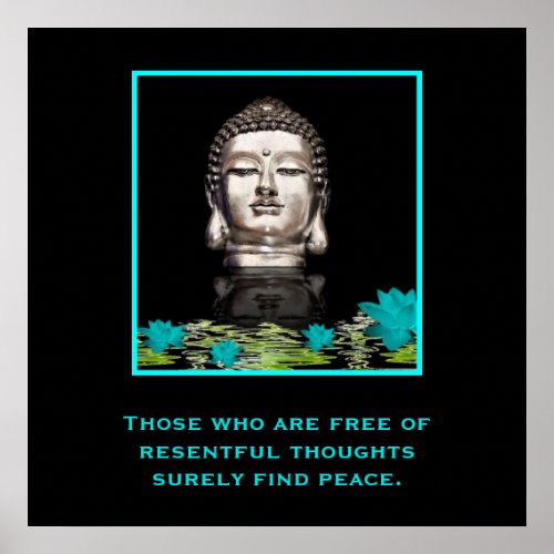 Buddha Head with Inspirational Quote on Peace Poster