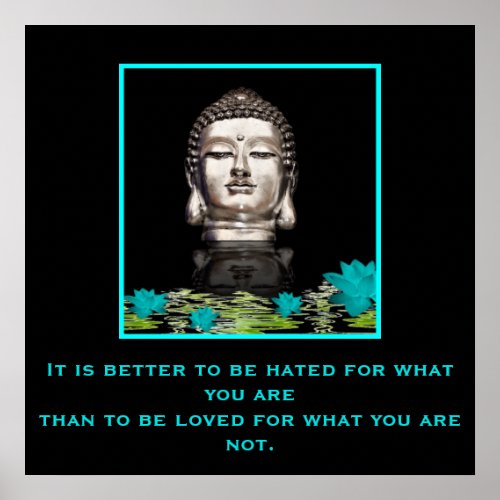 Buddha Head with Inspirational Quote on Sincerity Poster