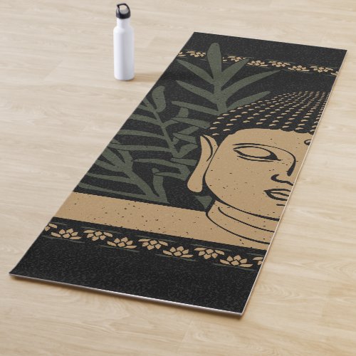 Buddha Head with Palm _ Coal Fawn Pine Yoga Mat