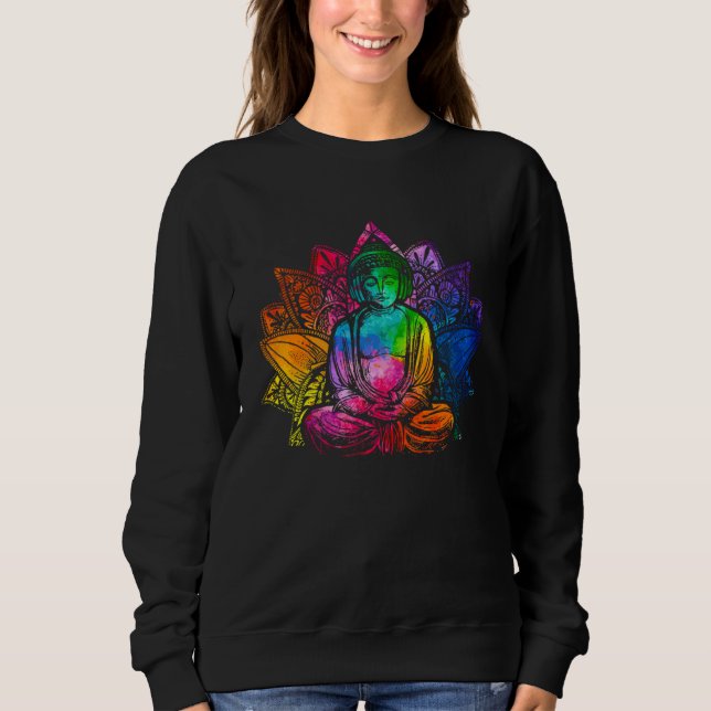 Buddha Headphones Rainbow DJ Musician Practioner Sweatshirt (Front)