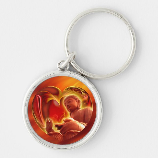 BUDDHA Heart | fire red Keychain (Front)