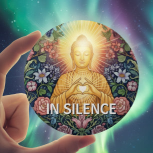 Buddha, Heart of light, Floral Vintage, In Silence Button