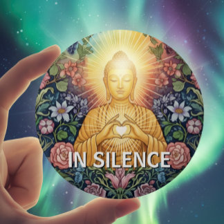 Buddha, Heart of light, Floral Vintage, In Silence Button