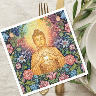 Buddha, Heart of light, Party, Floral, Vintage Napkins