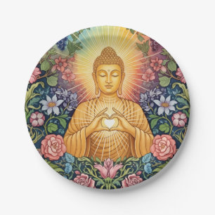 Buddha, Heart of light, Party, Floral, Vintage Paper Plates