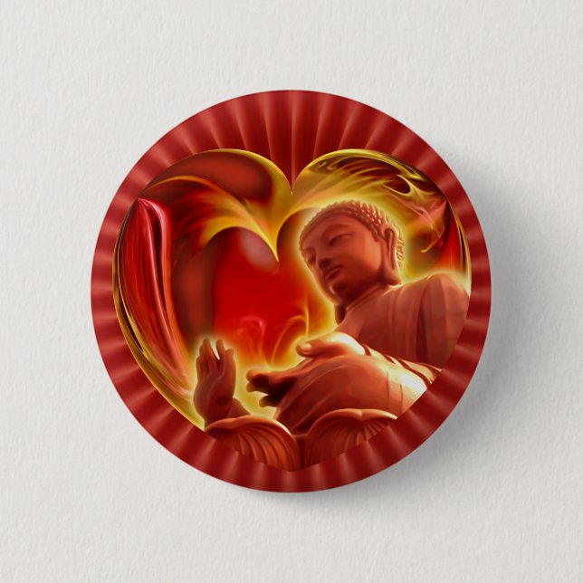 BUDDHA Heart | red radial Button (Front)