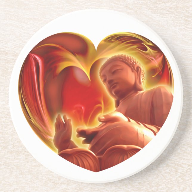 BUDDHA Heart Sandstone Coaster (Front)