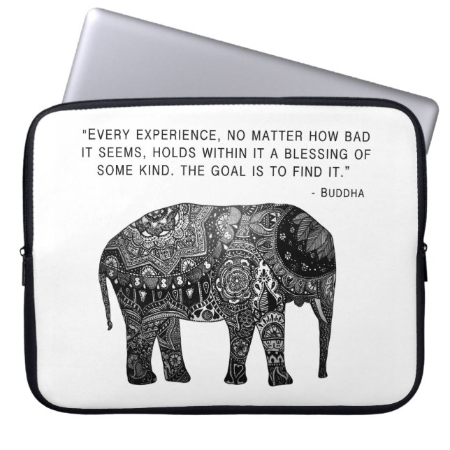 Buddha Henna Elephant Wisdom Laptop Sleeve (Front)