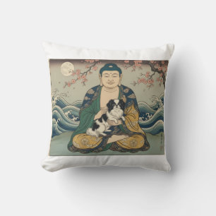 Buddha holding Japanese Chin Throw Pillow