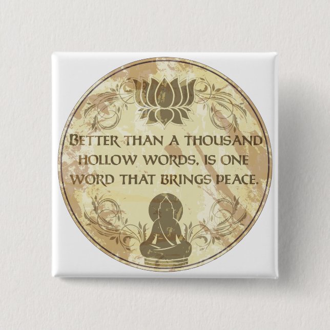 Buddha Hollow Words Pinback Button (Front)