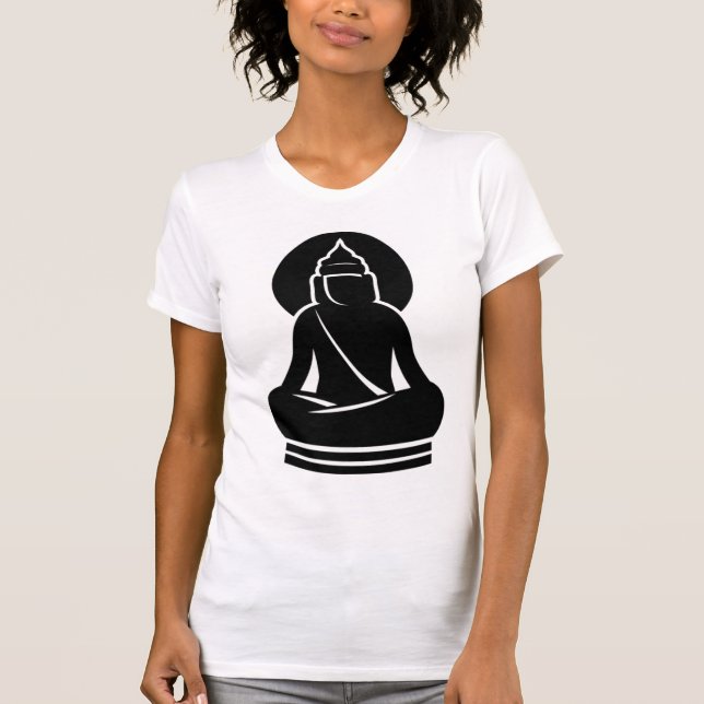 BUDDHA IN ALL BLACK WHITE T SHIRT (Front)