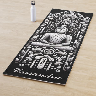 Buddha in black and white yoga mat