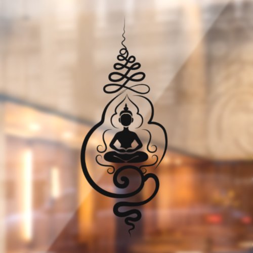 Buddha in Buddhist Unalome Enlightenment Symbol Window Cling