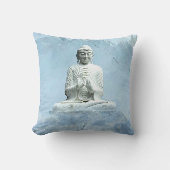 Buddha in Clouds Throw Pillow (Front)