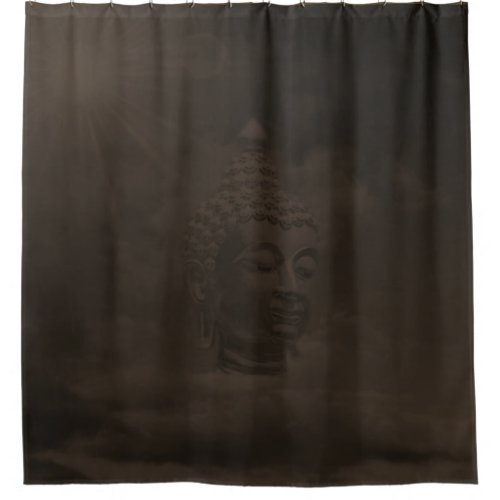 buddha in dark brown shower curtain