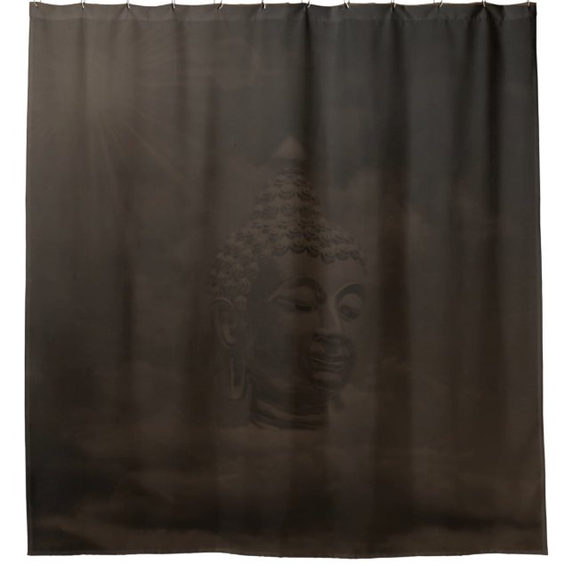 buddha in dark brown shower curtain (Front)