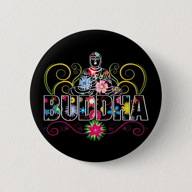 Buddha in Flowers Button (Front)